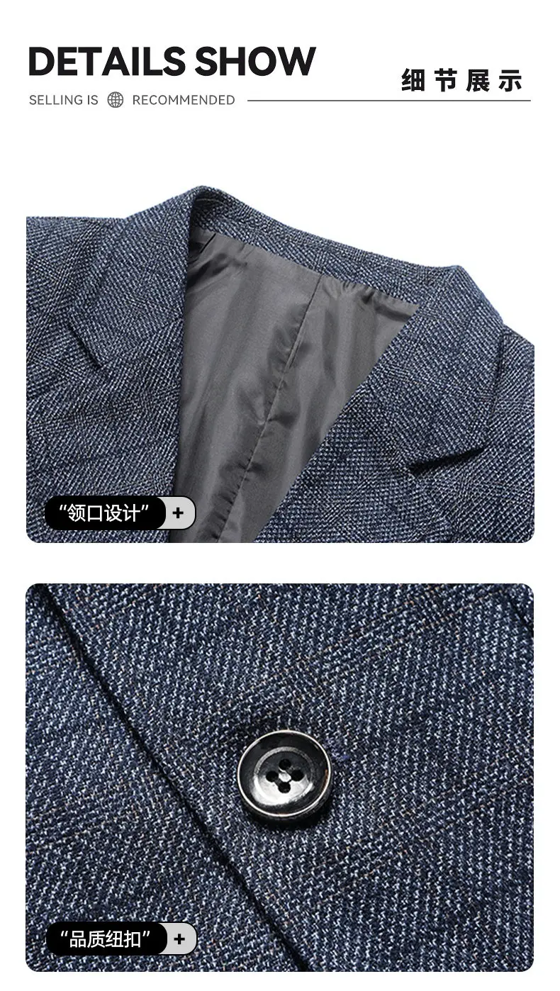 2025 Autumn Winter Woolen Suit Jacket for Men's Korean Slim Fit Casual Business Suit Jackets Social Office Blazers Men Clothing
