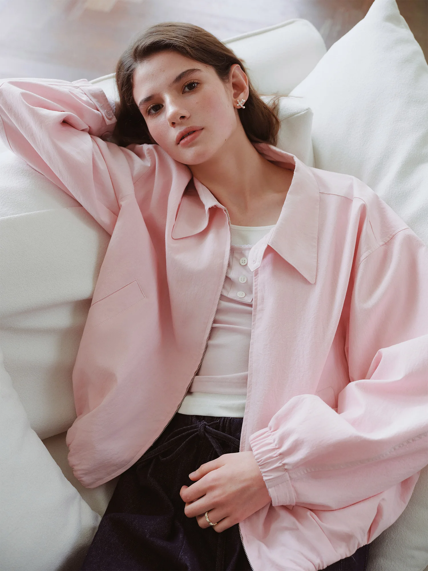 FSLE 2025 New French Barn-Style Raw Glamour Short Jacket Women's Spring Autumn New Arrival Loose Fit Oversize Workwear Coat