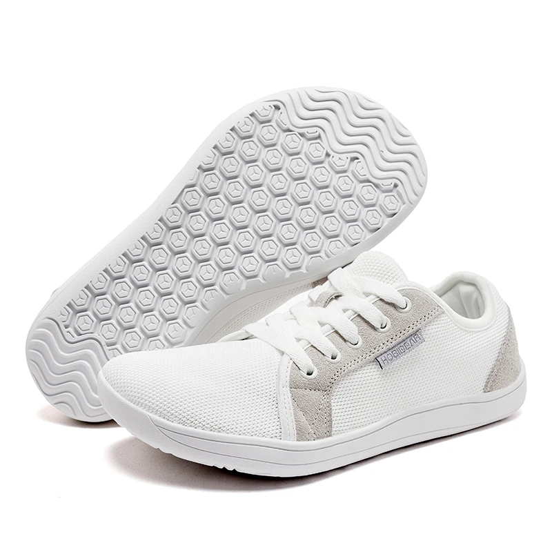 HOBIBEAR Wide Toe Barefoot Shoes Womens Mens Outdoor Lace Up Running Sneaker Zero Drop Comfortable Casual Shoes