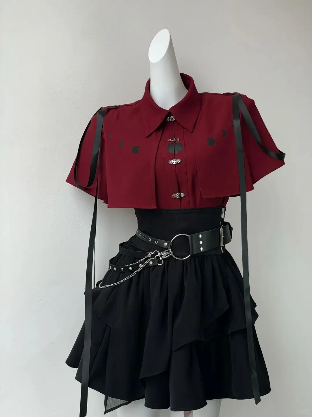 Fashion Y2k Skirt Suit Aesthetic Lolita Style 2 Piece Sets Women Gothic Shirts Slim Mini Pleated Skirts Female Kawaii Skirt