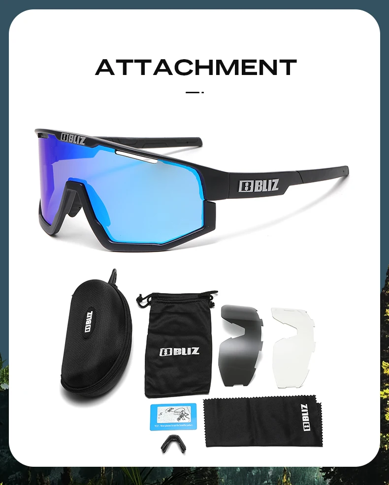 B BLIZ Fusion UV400 Cycling Goggles Windproof Mountain Bike Sunglasses Men and Women Skiing Hiking Riding Glasses 3 Lenses Set