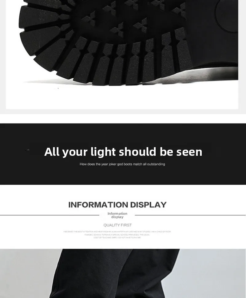 2025New Men's High-top Boots Punk Style Motorcycle Boots Classic Black Casual Leather Boot Lace Up Mid-Calf Platform Boots Botas