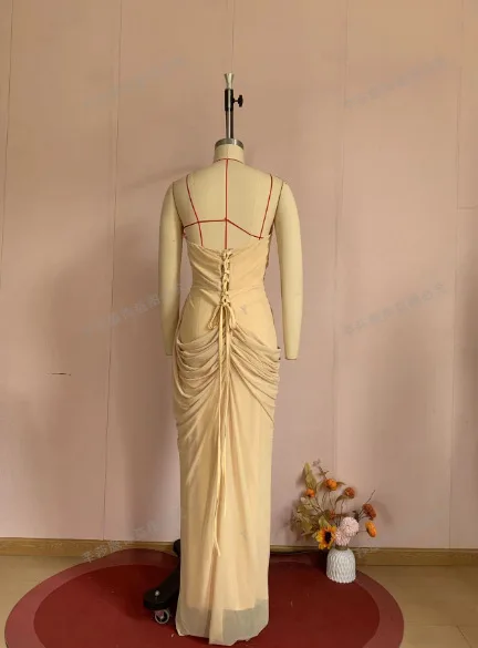 Women Dresses Solid Strapless Dress Party Vestidos Shirring High Waist Elegant Floor Length Slim Fit 2026 Summer Sexy Flods