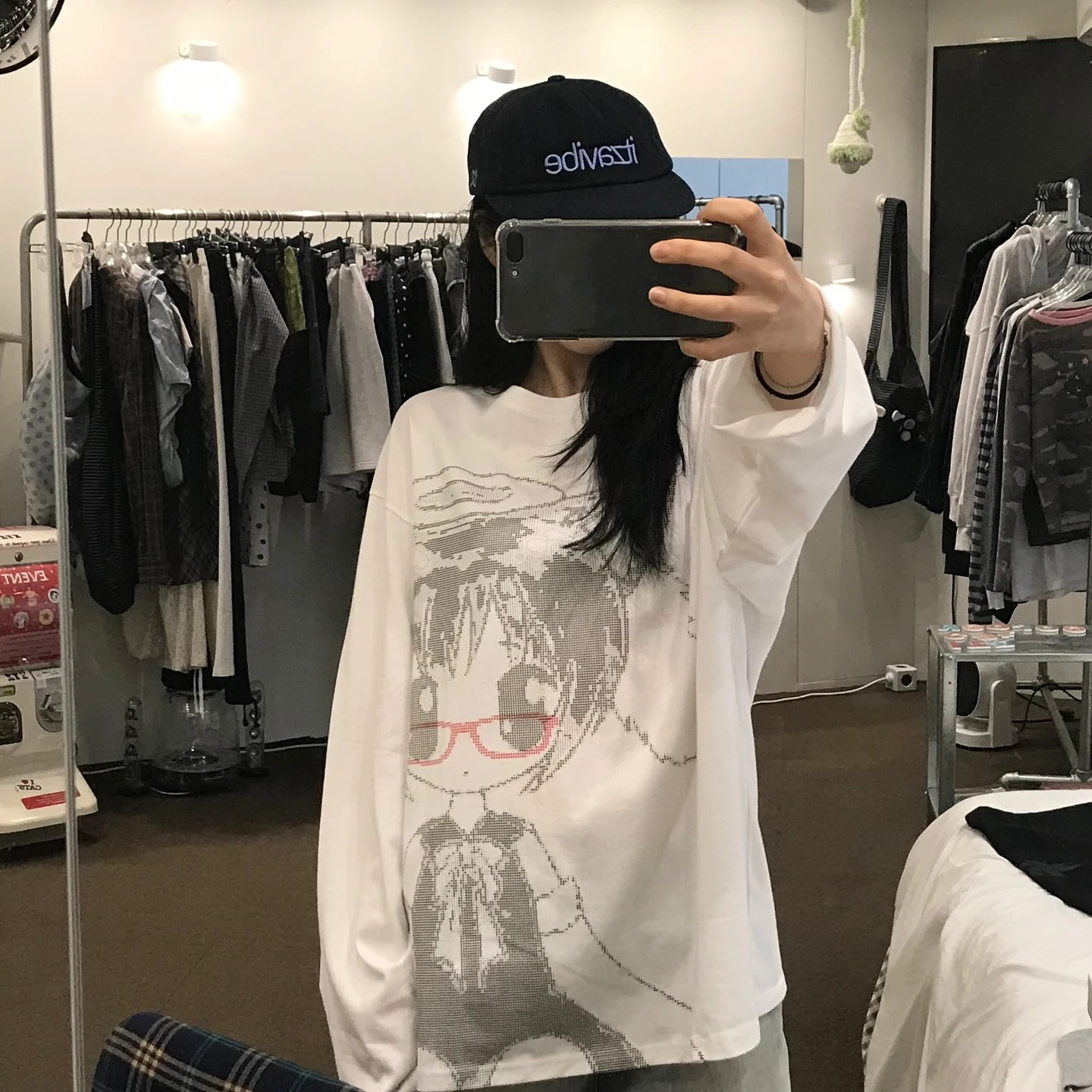 Karrram Japanese Y2k Anime Print T-shirt 2000s Korean Style Long Sleeve T Shirt Vintage Harajuku Cutecore White Tops Kawaii 00s