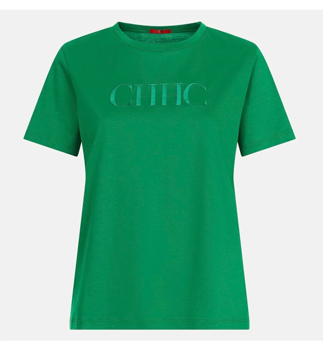 CH Premium Pure Cotton Embroidered T-shirt Brown CHHC Letter Embroidered Top Women 2026 New Simple Round Neck Base Shirt