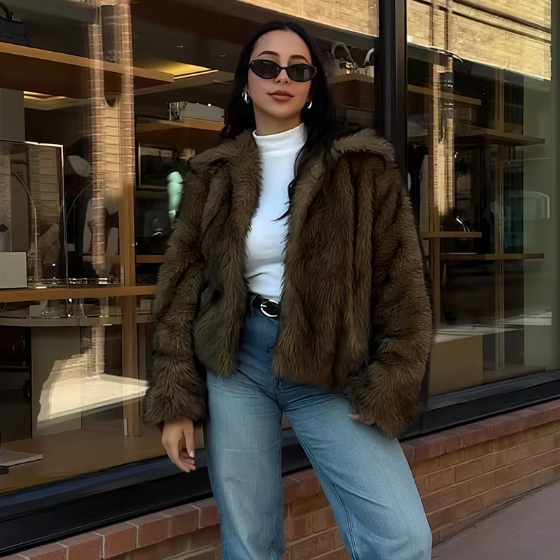MUJER Faux Fur Hairy Coat Woman Warm Winter Fluffy Coat Women New Plush Jackets for Women Outerwears Luxury Women's Teddy Coats