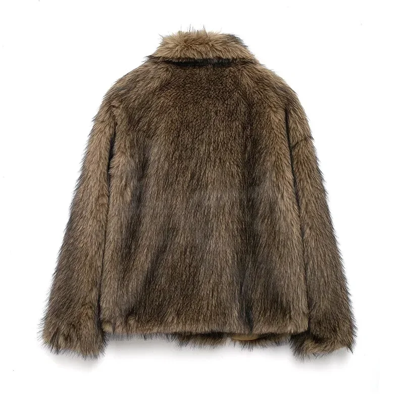 MUJER Faux Fur Hairy Coat Woman Warm Winter Fluffy Coat Women New Plush Jackets for Women Outerwears Luxury Women's Teddy Coats