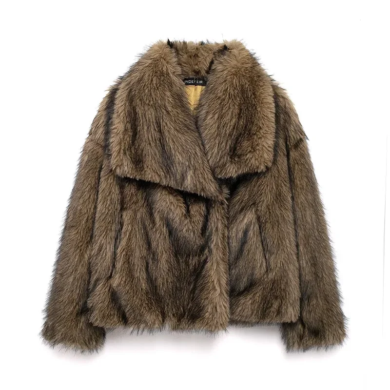 MUJER Faux Fur Hairy Coat Woman Warm Winter Fluffy Coat Women New Plush Jackets for Women Outerwears Luxury Women's Teddy Coats