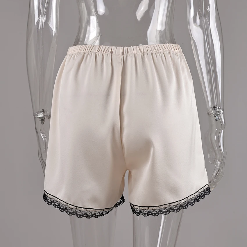 Linad Vintage Satin Lace Elastic Waist Shorts Women Summer Street Chic Single Breasted Mini Pants Women 2026 Casual Loose Shorts