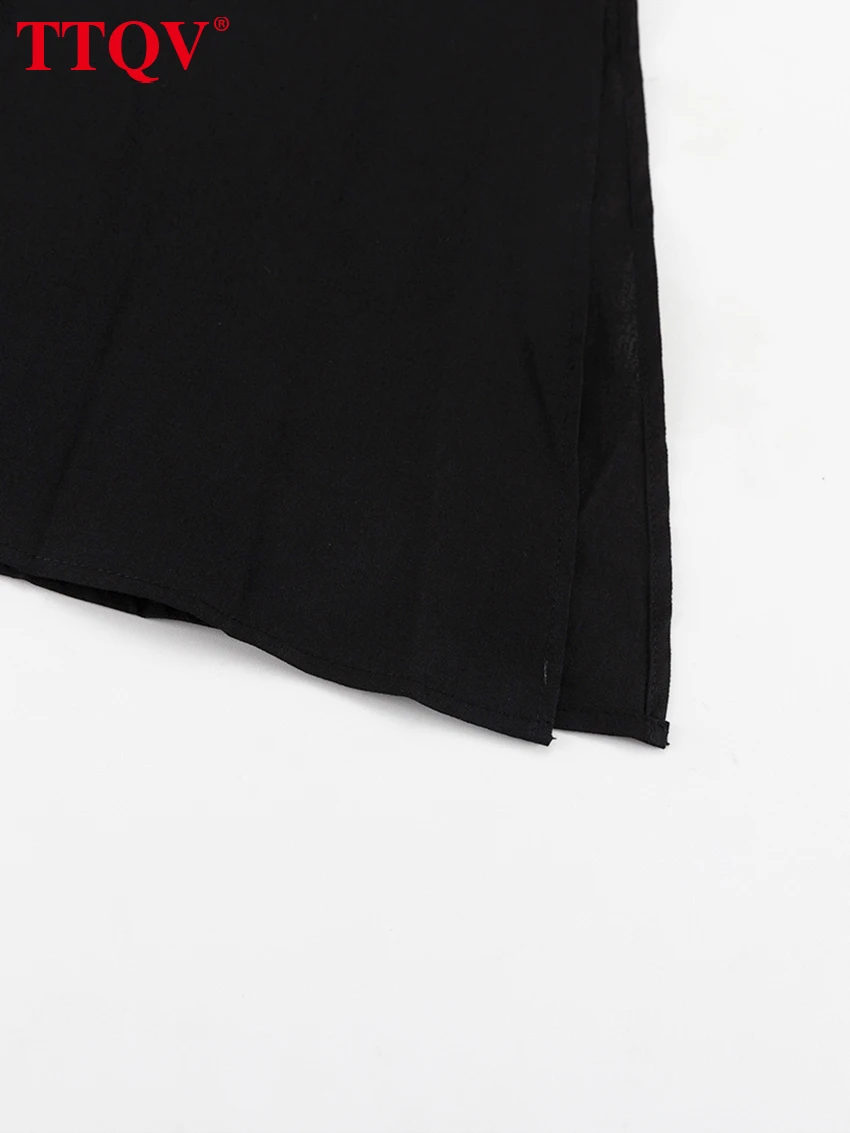 TTQV Sexy Loose Black Cotton Womens Dresses 2024 Summer Strap Sleeveless Ankle Length Dress Elegant Hollow Out Female Dress