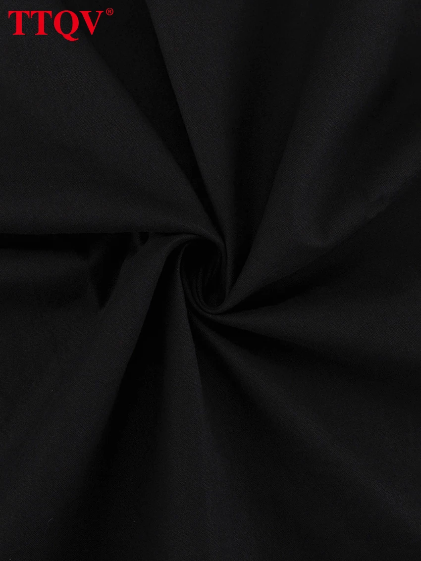 TTQV Sexy Loose Black Cotton Womens Dresses 2024 Summer Strap Sleeveless Ankle Length Dress Elegant Hollow Out Female Dress