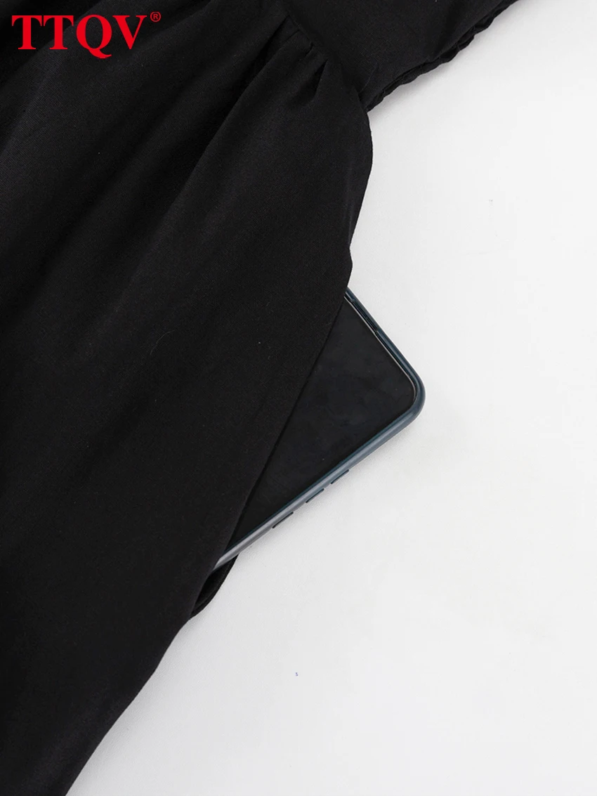 TTQV Sexy Loose Black Cotton Womens Dresses 2024 Summer Strap Sleeveless Ankle Length Dress Elegant Hollow Out Female Dress