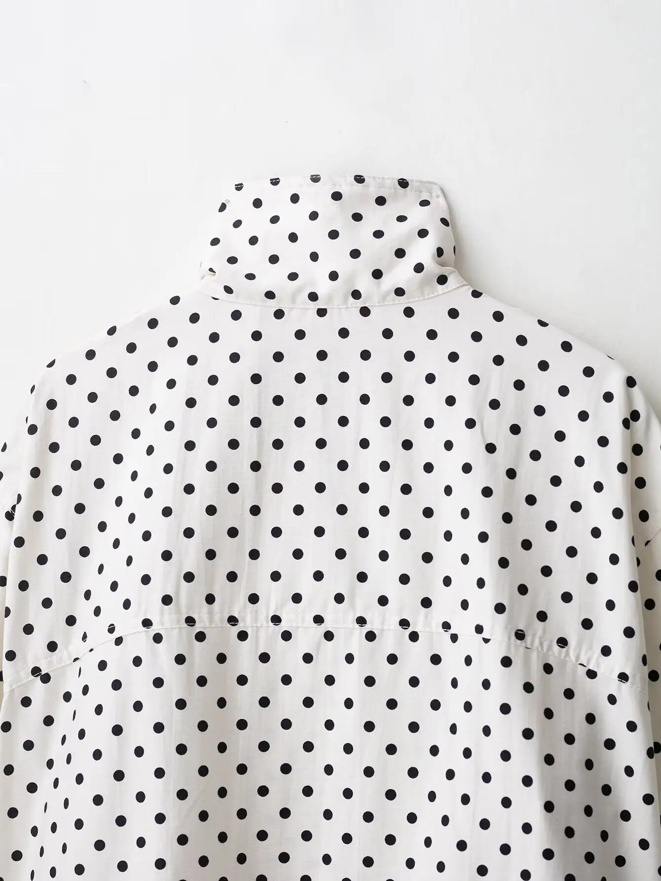 Women's Jackets Spring Autumn Thin Polka Dot Oversized Long Sleeve Outerwear Plus Size Zip Up Crop Coats