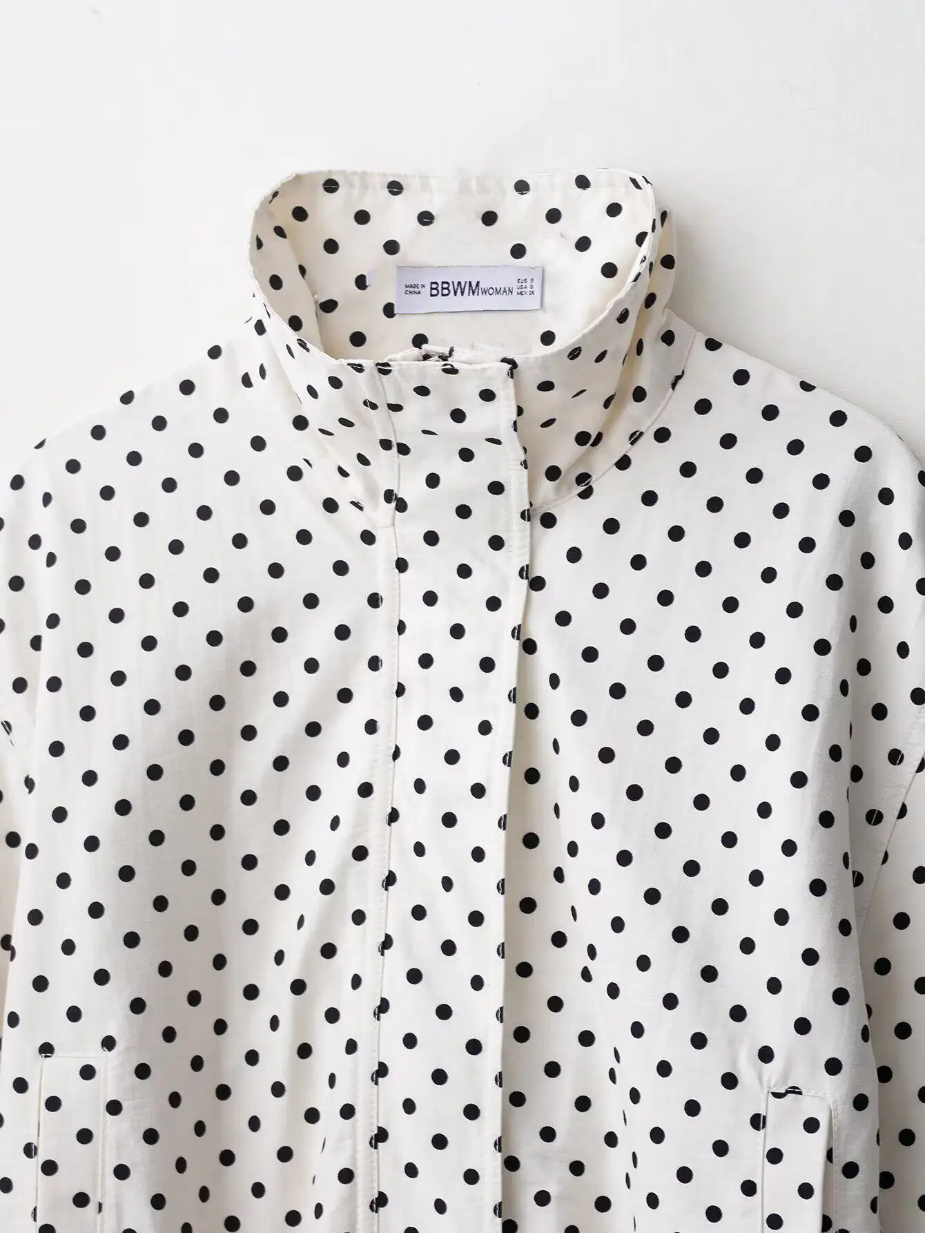 Women's Jackets Spring Autumn Thin Polka Dot Oversized Long Sleeve Outerwear Plus Size Zip Up Crop Coats