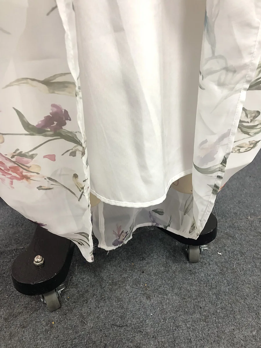 TWOTWINSTYLE Printing Slimming Spliced Bowknot Long Dress for Women High Neck Sleeveless Tunic Patchwork Folds Dresses Female