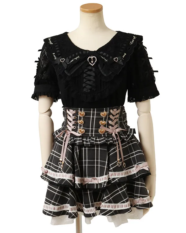 Liz Suspender Skirt 2026 Spring New Fashion Plaid Skirts Sweet Japanese Style Girls Heart Buttons Pleated Short Skirt for Women
