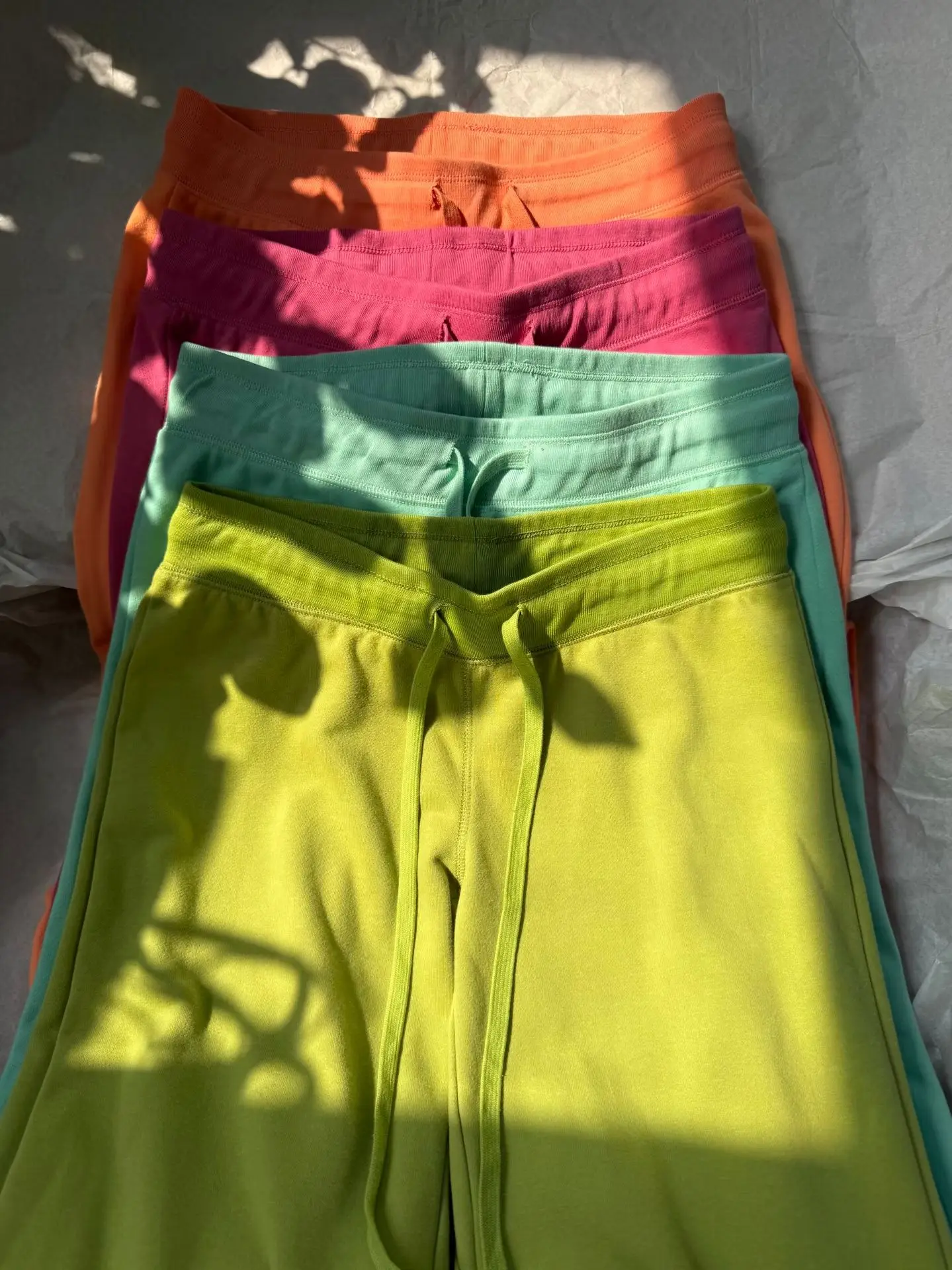 Rose Red Straight Sweatpant Woman Summer Low Waist Drawstring Long Pants Female Solid Casual All-match Cotton Sport Trousers New
