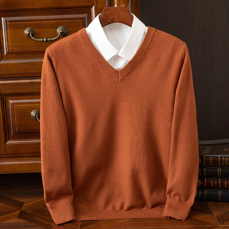 Super Cashmere Sweater Men Thick Pullover Autumn Winter Warm Classic V-neck Clothes Male Jumper Jersey Hombre Pull Homme 4XL