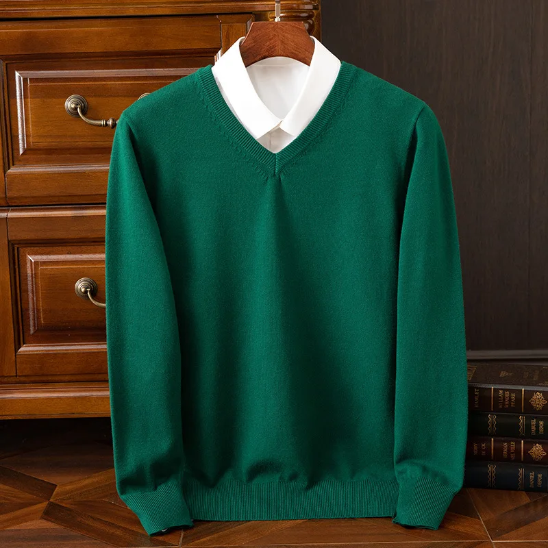 Super Cashmere Sweater Men Thick Pullover Autumn Winter Warm Classic V-neck Clothes Male Jumper Jersey Hombre Pull Homme 4XL