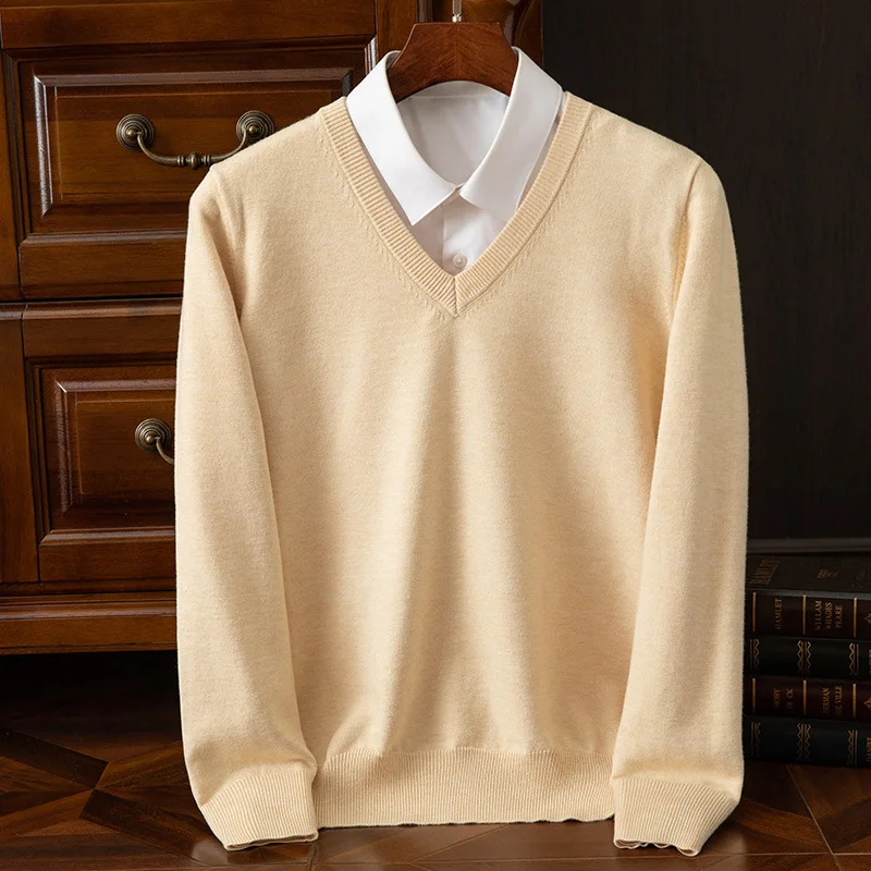 Super Cashmere Sweater Men Thick Pullover Autumn Winter Warm Classic V-neck Clothes Male Jumper Jersey Hombre Pull Homme 4XL