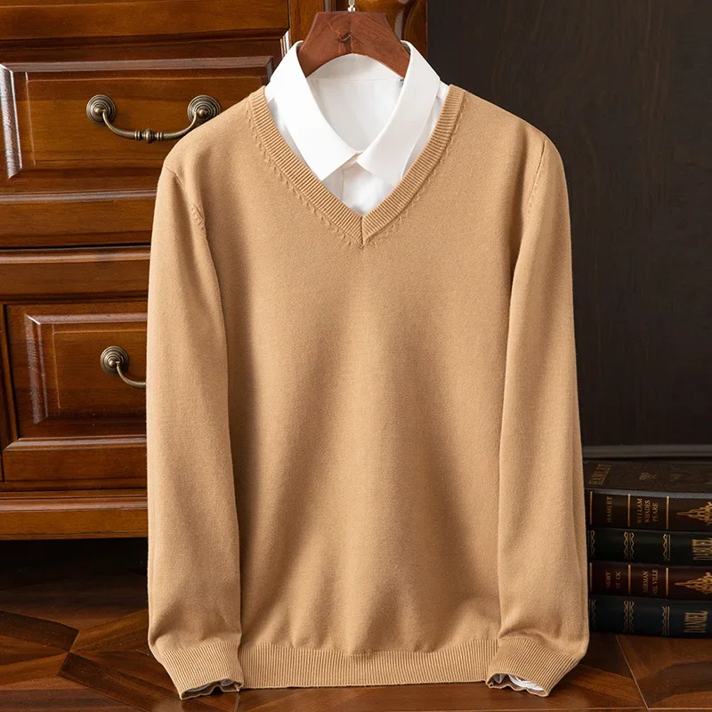 Super Cashmere Sweater Men Thick Pullover Autumn Winter Warm Classic V-neck Clothes Male Jumper Jersey Hombre Pull Homme 4XL