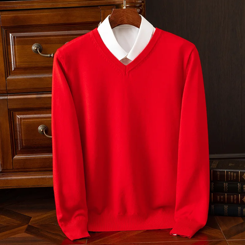 Super Cashmere Sweater Men Thick Pullover Autumn Winter Warm Classic V-neck Clothes Male Jumper Jersey Hombre Pull Homme 4XL