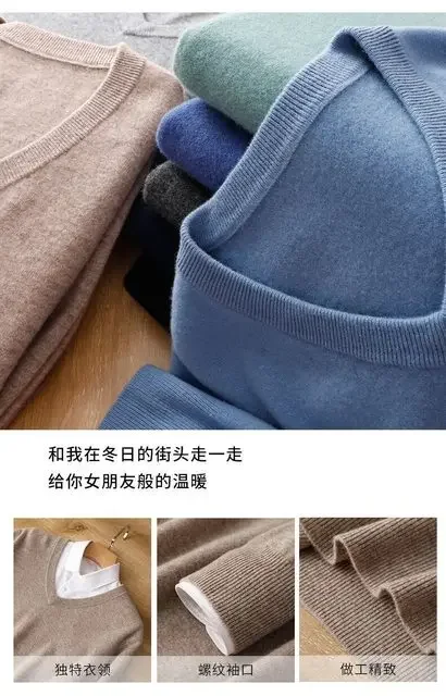 Super Cashmere Sweater Men Thick Pullover Autumn Winter Warm Classic V-neck Clothes Male Jumper Jersey Hombre Pull Homme 4XL