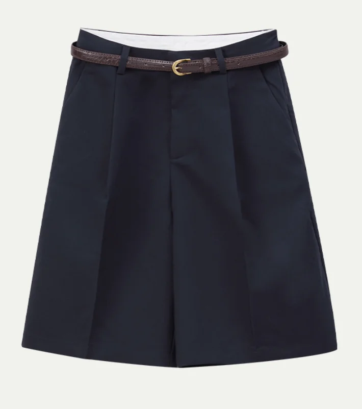 RZIV Women's High Waist Loose Wide Leg Shorts with Belt, Casual Summer