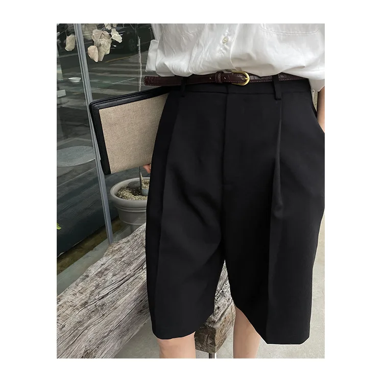 RZIV Women's High Waist Loose Wide Leg Shorts with Belt, Casual Summer
