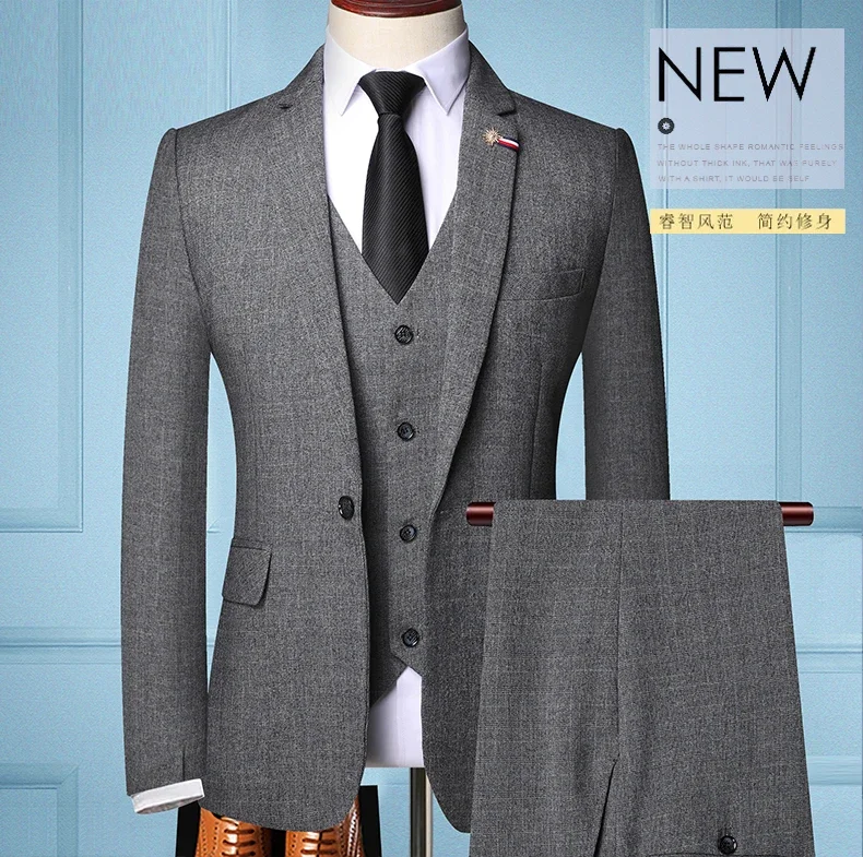 Traje De Hombre Elegante (Blazer+Vest+Pants) Men's Fashion Business Casual Slim Fit Wedding Business Suit Elegant Man Suit 6XL