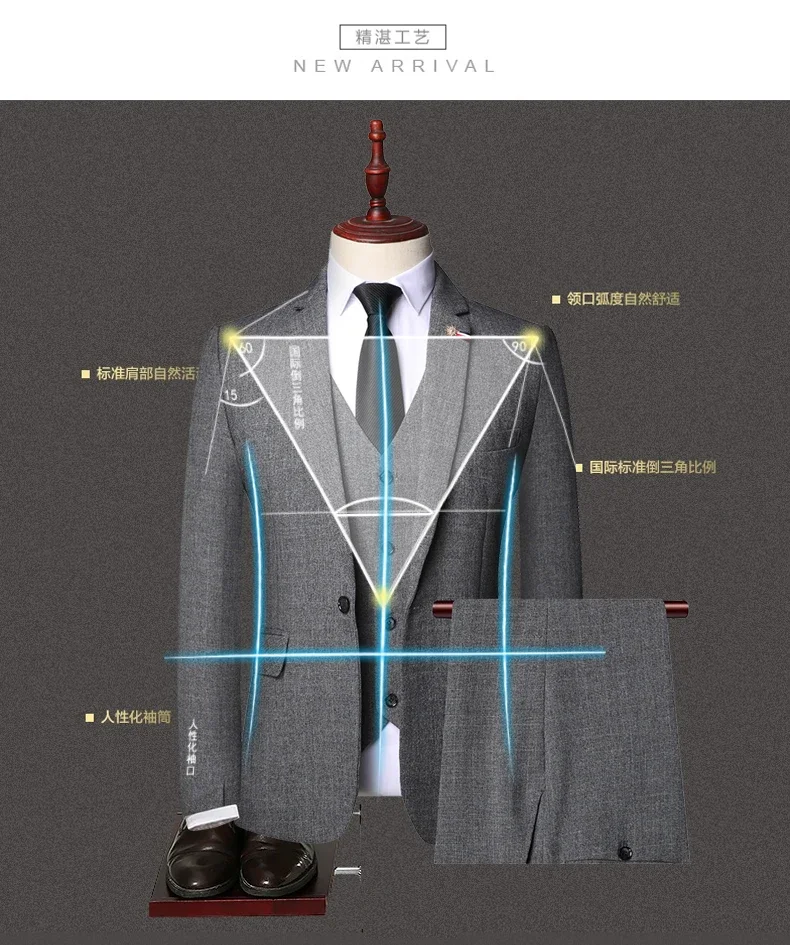Traje De Hombre Elegante (Blazer+Vest+Pants) Men's Fashion Business Casual Slim Fit Wedding Business Suit Elegant Man Suit 6XL