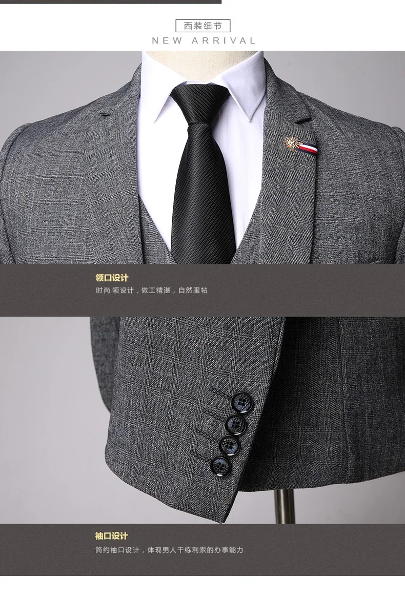 Traje De Hombre Elegante (Blazer+Vest+Pants) Men's Fashion Business Casual Slim Fit Wedding Business Suit Elegant Man Suit 6XL