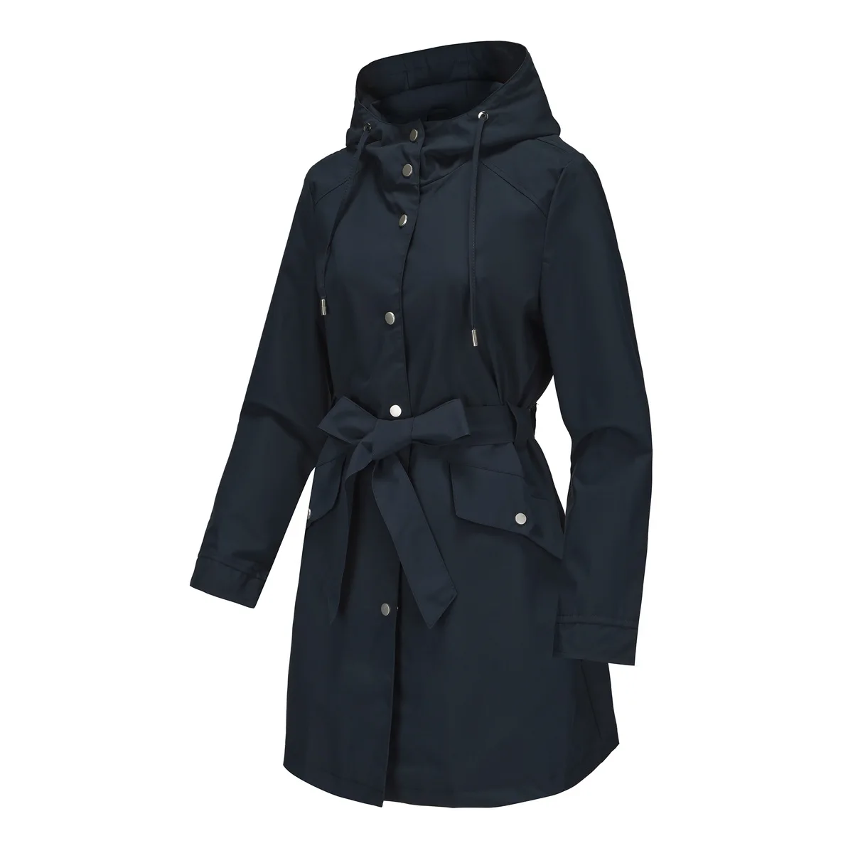 Spring Autumn New Hooded Water-repellent Jacket with Belt Thin Casual Loose Trench Coat Women Windbreaker