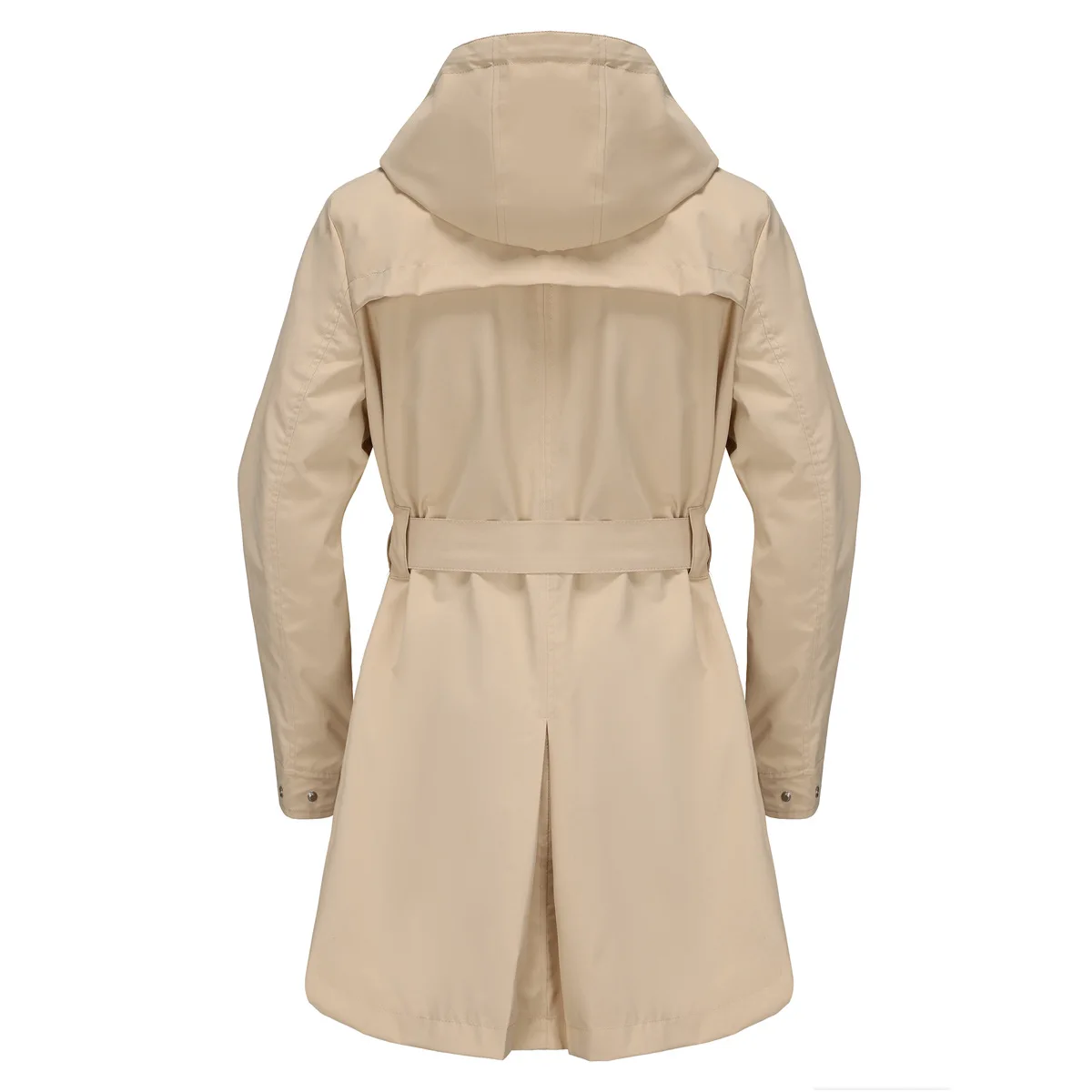 Spring Autumn New Hooded Water-repellent Jacket with Belt Thin Casual Loose Trench Coat Women Windbreaker