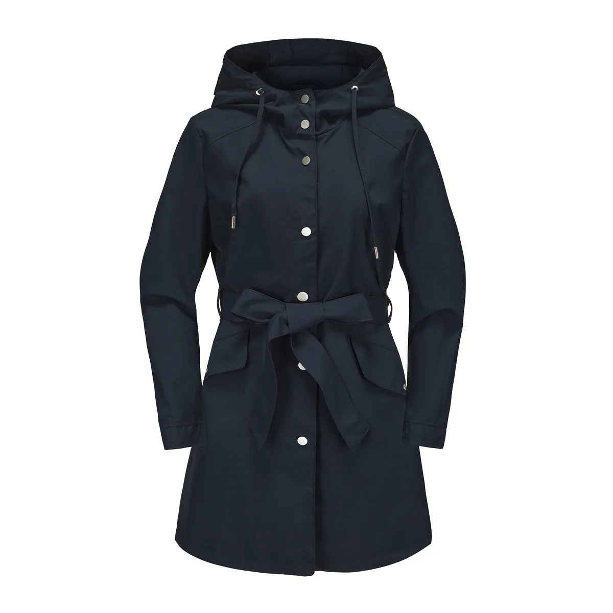 Spring Autumn New Hooded Water-repellent Jacket with Belt Thin Casual Loose Trench Coat Women Windbreaker