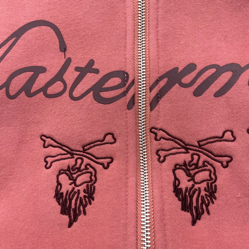 CACTUS JACK Jackets Real Photo Skull Print Pink Casual Hooded for Men Women Letter Embroide Casual Zipper Coat