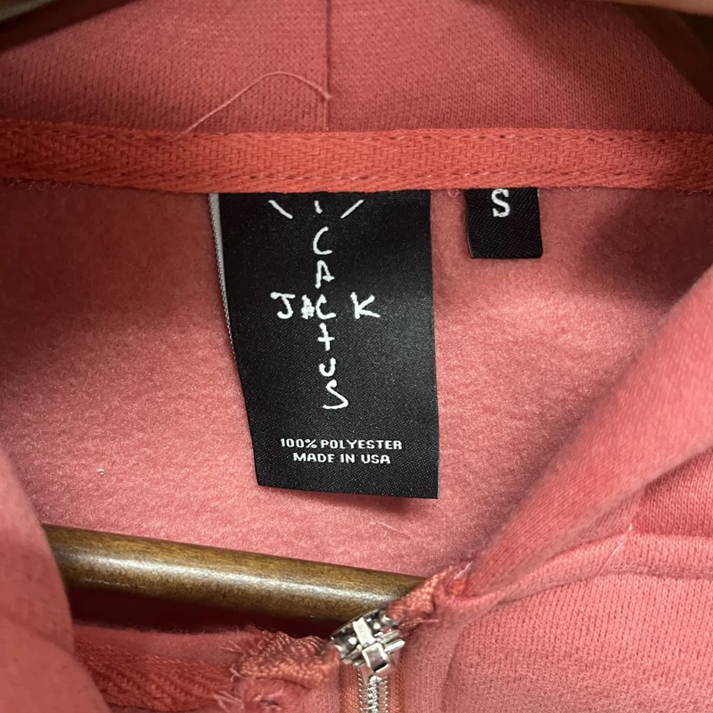 CACTUS JACK Jackets Real Photo Skull Print Pink Casual Hooded for Men Women Letter Embroide Casual Zipper Coat