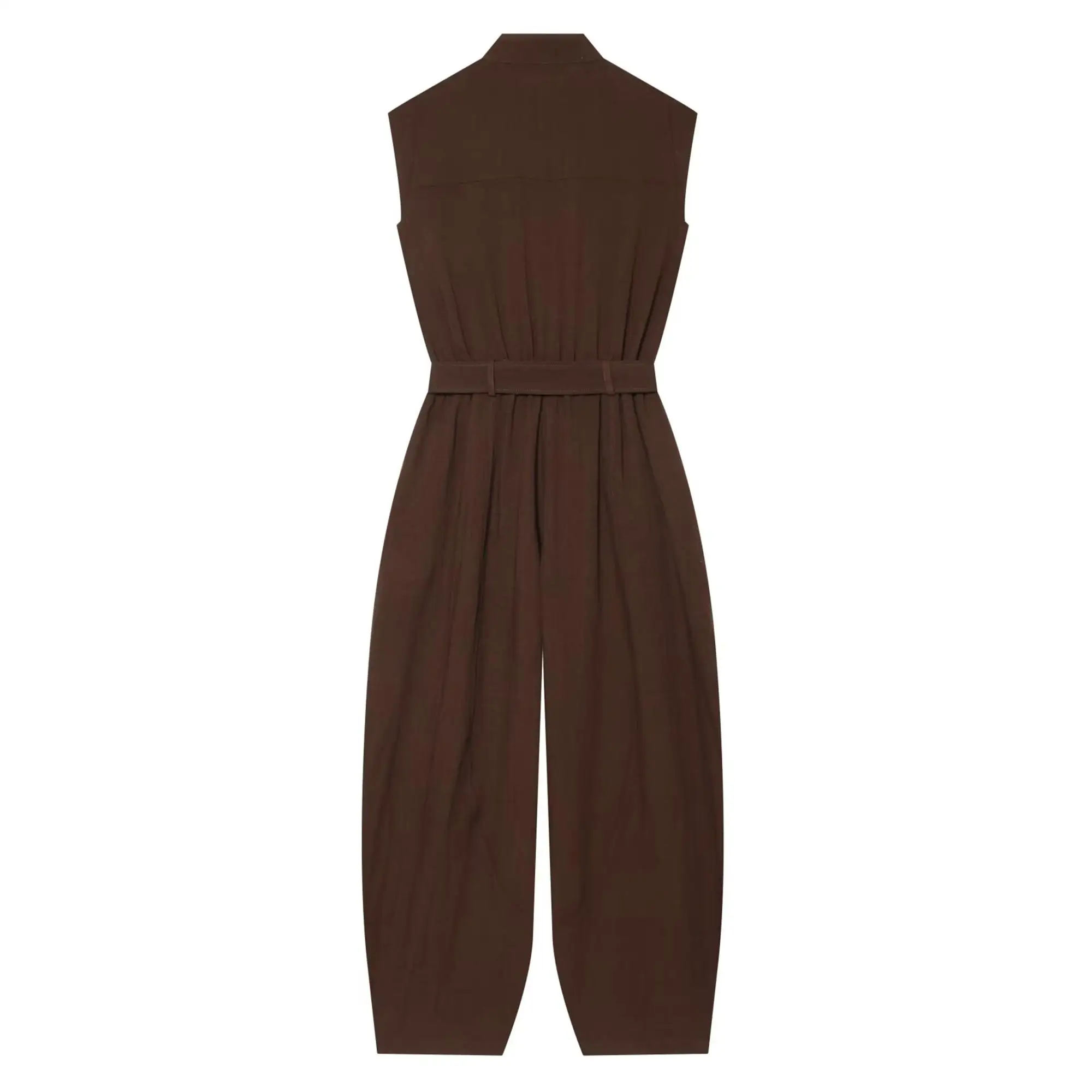 TFMLN Fashion Double Breasted Jumpsuits for Women Stand Collar Sleeveless High Waist Long Pants With Belt Elegant Rompers