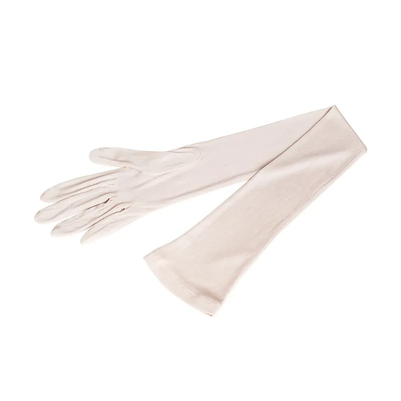 100% Mulberry Silk 58cm Long Sunscreen Thin Ride Driving Elasticity Upscale Luxury Gloves Solid Smooth Soft Female Breathable