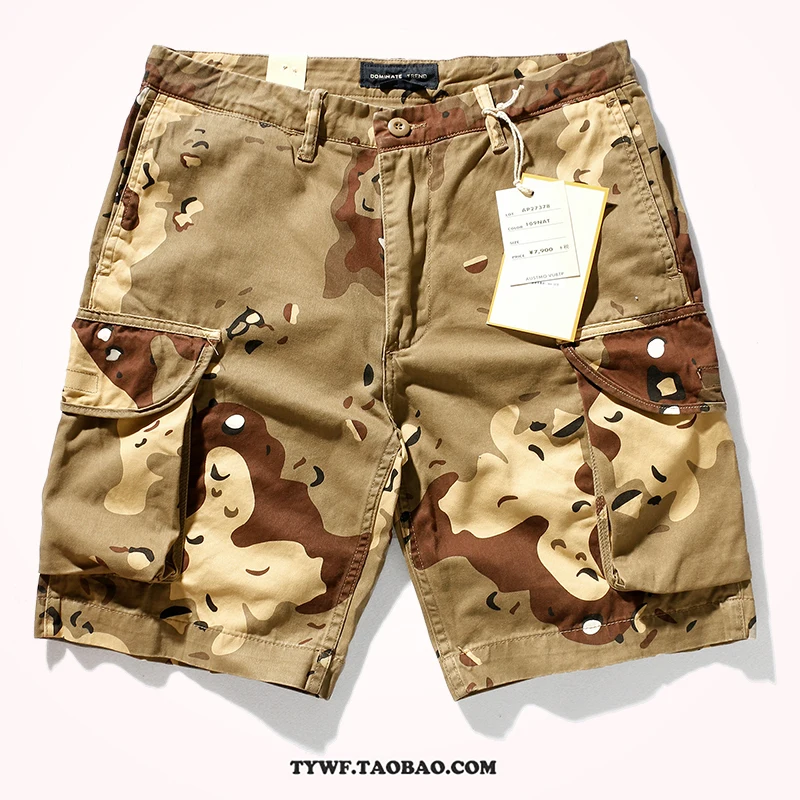 Sand Desert Jungle Camouflage Pattern Shorts for Men Summer Retro American Cotton Half Pants Youth Male Casual Straight Workwear