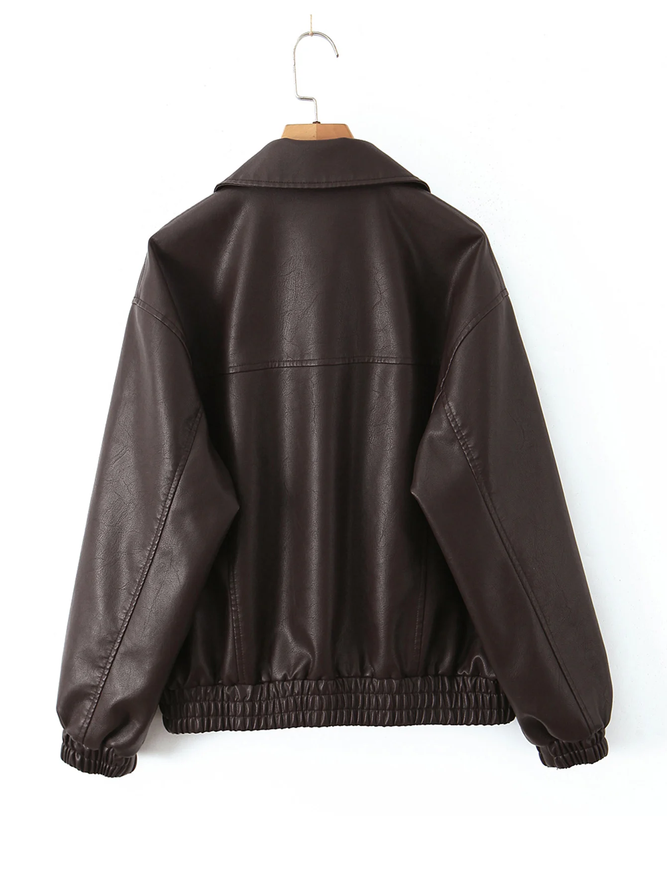 Ailegogo Streetwear Women Retro Loose Short Pu Faux Leather Jacket Spring Autumn Female Zipper Coat Vintage Moto Biker Outwear