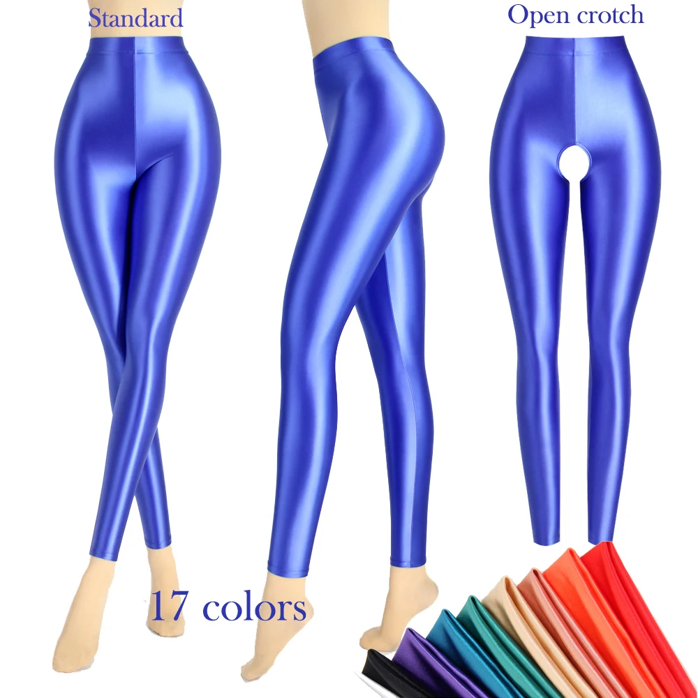 MJINM Women Sexy Tights, Running Pantyhose Jeggings  Wetlook, Opaque, High Waist, Yoga, Spandex, Elastic, Shiny, Glossy Leggings