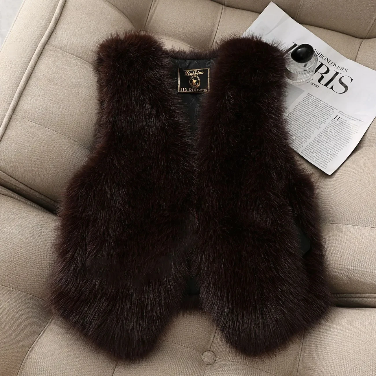 Autumn winter Imitation Fox fur vest Jacket For women Fashion Thick V-neck sleeveless Coat Female Short Faux Fur Waistcoat Tops