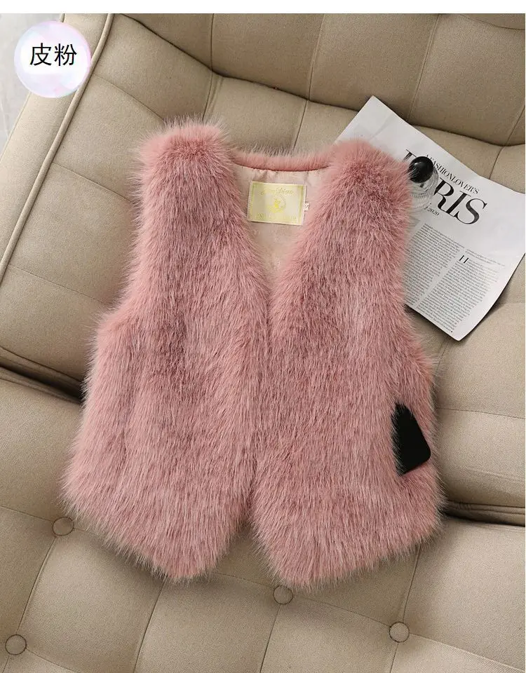 Autumn winter Imitation Fox fur vest Jacket For women Fashion Thick V-neck sleeveless Coat Female Short Faux Fur Waistcoat Tops