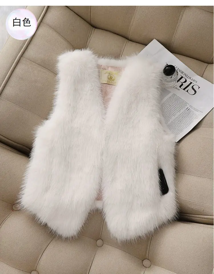 Autumn winter Imitation Fox fur vest Jacket For women Fashion Thick V-neck sleeveless Coat Female Short Faux Fur Waistcoat Tops