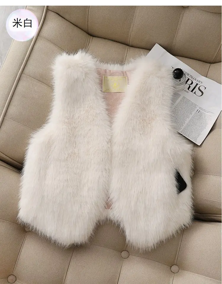 Autumn winter Imitation Fox fur vest Jacket For women Fashion Thick V-neck sleeveless Coat Female Short Faux Fur Waistcoat Tops