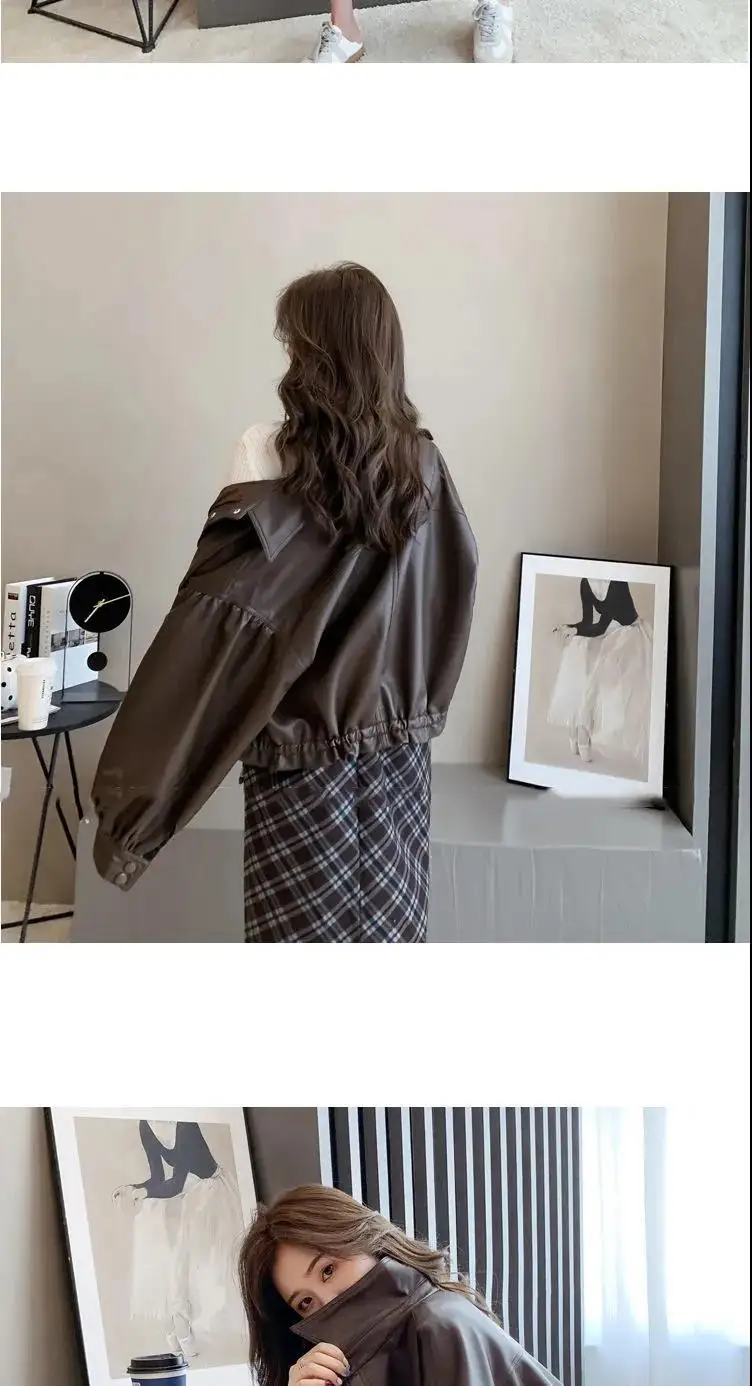 New Autumn Winter Faux Leather Jacket Women Oversize PU Coat Loose Casual Streetwear Female Cardigan