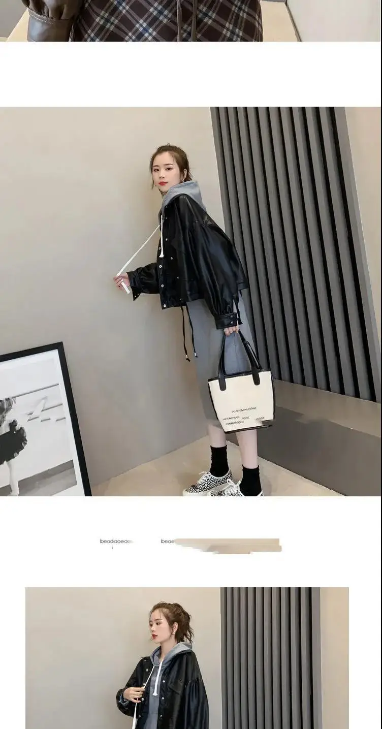 New Autumn Winter Faux Leather Jacket Women Oversize PU Coat Loose Casual Streetwear Female Cardigan