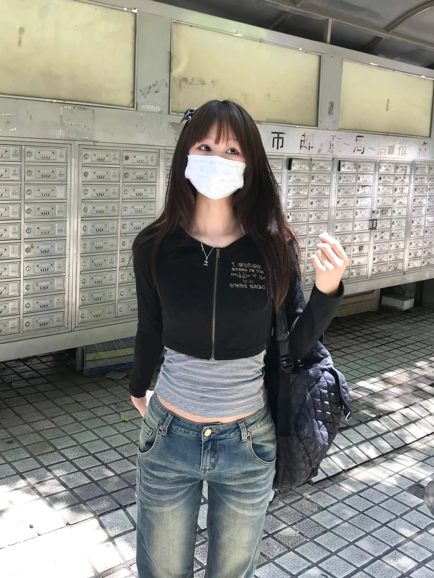 Karrram Japanese Y2k Tops Two Piece Set Grunge Aesthetics Patchwork T-shirt Vintage American Retro Zipper Tee Shirt High Street