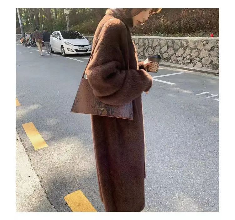white Long Cardigan for women 2026 new winter clothes Knitted fluffy long sleeve Cashmere sweater coat korean style warm vintage